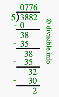 3882 divided by 5 using long division