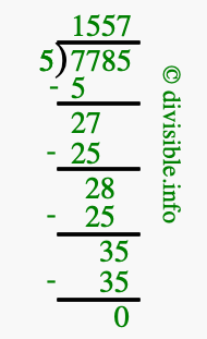 7785 divided by 5 using long division