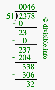 2378 divided by 51 using long division