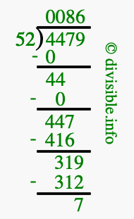 4479 divided by 52 using long division