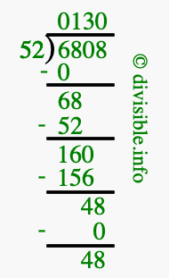 6808 divided by 52 using long division