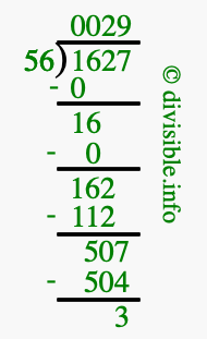 1627 divided by 56 using long division