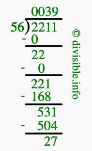 2211 divided by 56 using long division