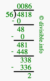 4818 divided by 56 using long division
