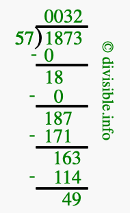 1873 divided by 57 using long division