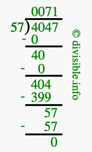 4047 divided by 57 using long division
