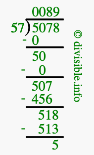 5078 divided by 57 using long division