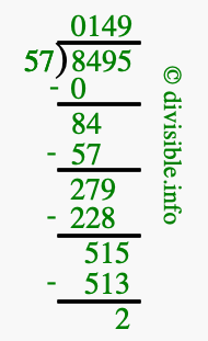 8495 divided by 57 using long division