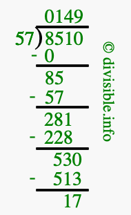 8510 divided by 57 using long division