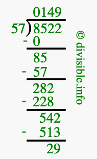 8522 divided by 57 using long division