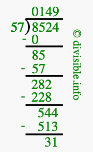 8524 divided by 57 using long division