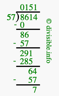 8614 divided by 57 using long division