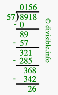 8918 divided by 57 using long division
