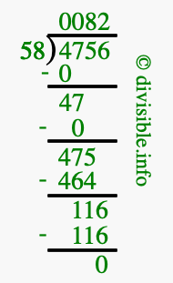 4756 divided by 58 using long division