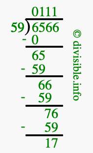6566 divided by 59 using long division