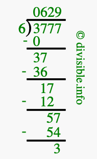 3777 divided by 6 using long division