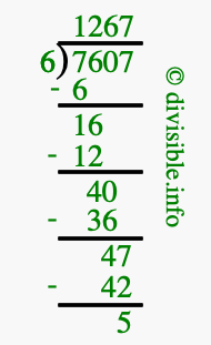 7607 divided by 6 using long division