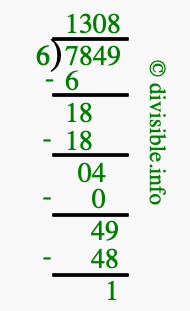 7849 divided by 6 using long division