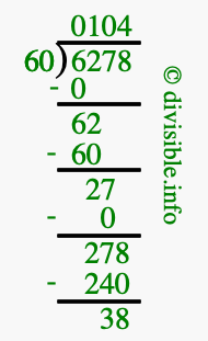 6278 divided by 60 using long division