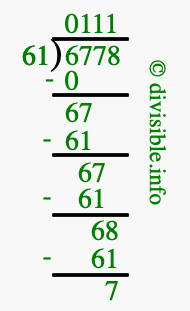 6778 divided by 61 using long division