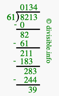 8213 divided by 61 using long division