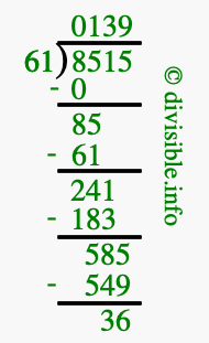 8515 divided by 61 using long division