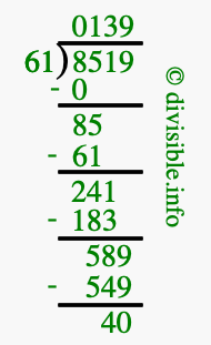 8519 divided by 61 using long division