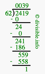 2419 divided by 62 using long division