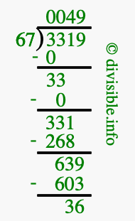 3319 divided by 67 using long division