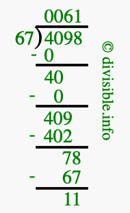 4098 divided by 67 using long division