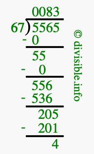 5565 divided by 67 using long division