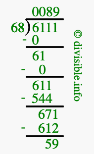 6111 divided by 68 using long division