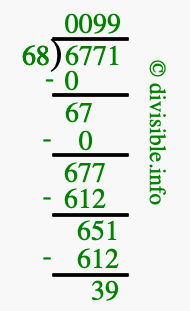 6771 divided by 68 using long division