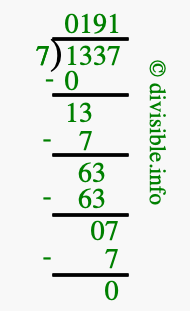 1337 divided by 7 using long division