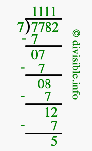 7782 divided by 7 using long division