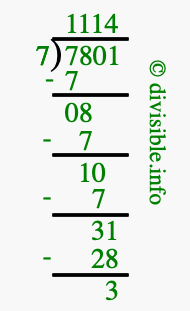 7801 divided by 7 using long division