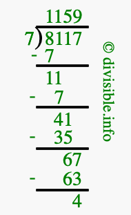 8117 divided by 7 using long division