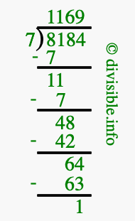 8184 divided by 7 using long division