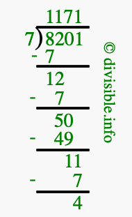 8201 divided by 7 using long division