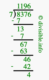 8376 divided by 7 using long division