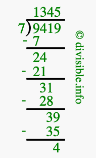 9419 divided by 7 using long division