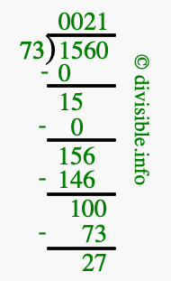 1560 divided by 73 using long division