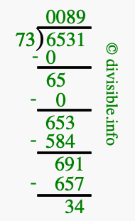6531 divided by 73 using long division