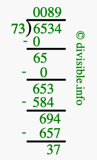 6534 divided by 73 using long division