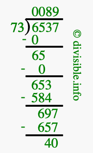 6537 divided by 73 using long division
