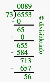 6553 divided by 73 using long division