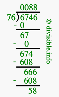 6746 divided by 76 using long division