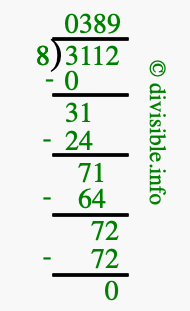 3112 divided by 8 using long division