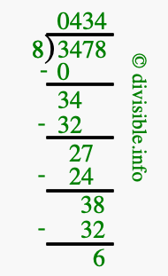 3478 divided by 8 using long division
