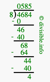 4684 divided by 8 using long division